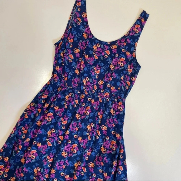 Forever 21 Floral Print Tie-back Sleeveless Purple and Blue Mini Halter Dress - Picture 3 of 16